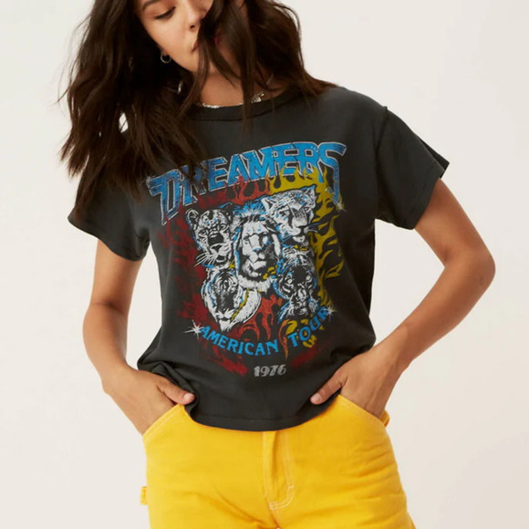 Daydreamer Tops - Daydreamer Dreamers American Tour 1976 Reverse Girlfriend Tee Vintage Black M